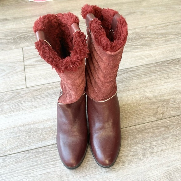 Vintage Alaskan Fleece Lining Suede Smooth Leather Heeled Boots Made in Canada - Picture 3 of 14